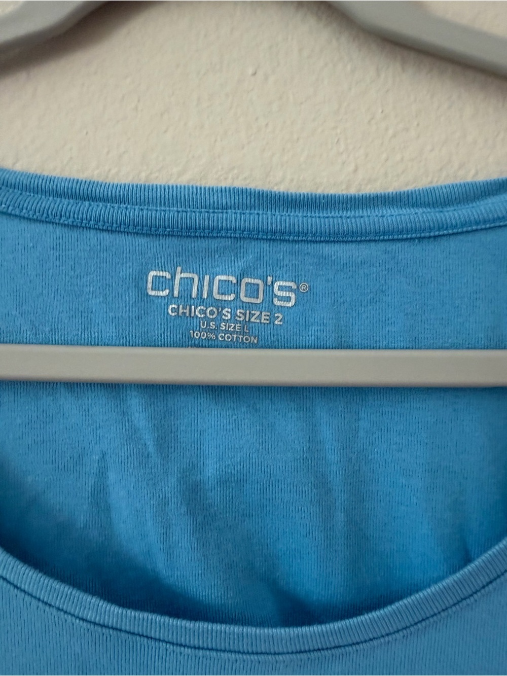 Chico's Scoop Neck Short Sleeve Tee in Bright Blue - Picture 2 of 5